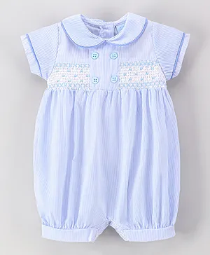 Rock a Bye Baby Smocking Romper - Blue