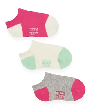 GreenTreat 3 Pack Organic Cotton Knitted Socks - Grey/Pink/White