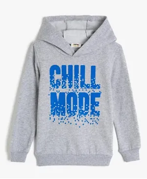 Koton Chill Mode Graphic Hoodie - Grey