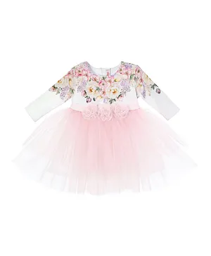 Sofija Mirella Floral Applique Party Dress - Pink