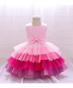 DDaniela Front Bow Detail Tutu Dress - Pink