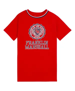 Franklin & Marshall Tipped Crest T-Shirt - Red