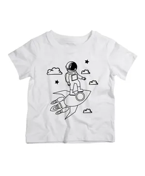 Twinkle Hands Flying Astronaut T-Shirt - White