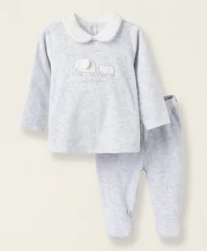 Zippy Elephants Embellished Pyjamas Set - Grey