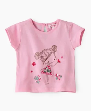 Jelliene Embroidered Tee - Pink
