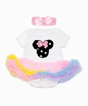 Babyqlo Minnie Applique Tutu Dress with Headband Set - Multicolor