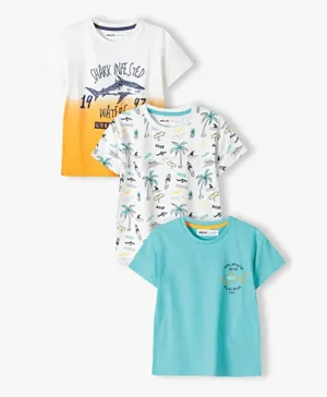 Minoti 3-Pack All Over Sharks Printed T-Shirt Set - White, Blue & Orange