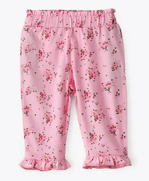 Jelliene Floral Printed Leggings - Pink