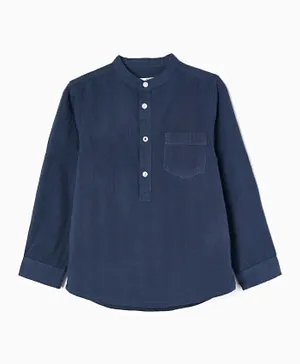 Zippy Cotton Shirt - Dark Blue