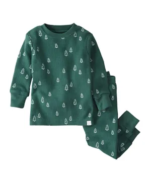 Carter's Waffle Knit Evergreen Trees Pajamas Set - Green