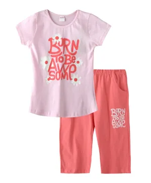 Genius Born to Be Awesome Top with Capri Set - Pink