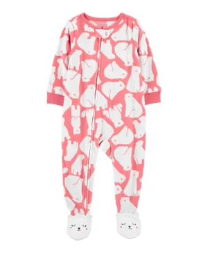 Carter's 1 Piece Polar Bear Fleece Footie Pajamas   Pink