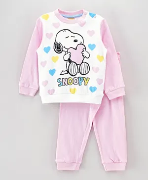 Peanuts Snoopy Character Print Night Suit - Pink