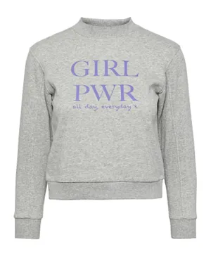 Little Pieces Girl Power Sweater - Light Grey