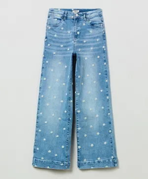 OVS Floral Embroidered Jeans - Blue