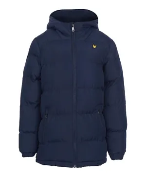 Lyle & Scott Logo Embroidered Hooded Puffer Jacket - Blue