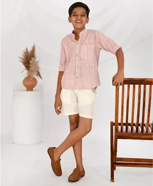 Babyqlo Striped Shirt & Shorts Set - Pink