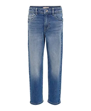 أونلي كيدز بنطلون جينز بتصميم موم فت  - أزرق متوسط