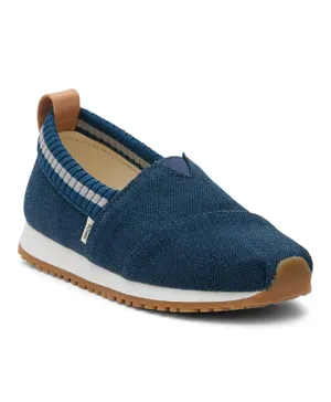 Toms Majolica Blue Heritage Canvas Youth Alpargata Resident Shoes - Blue