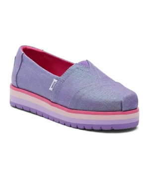 Toms Passion Flower Glimmer Twill Platform Alpargata Shoes - Purple