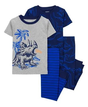 Carter's 4-Piece Dinosaurs Cotton Blend Pyjamas - Grey/Navy Blue