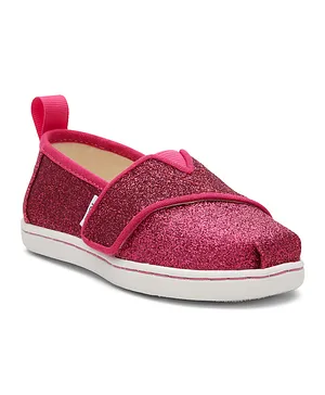 Toms Tiny Alpargata Glitter Shoes - Dark Pink