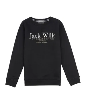 Jack Wills Full Sleeves Graphic Sweatshirt - Black