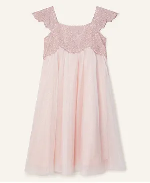 Monsoon Children Estella Embroidered Dress - Pink