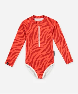 Beach & Bandits Stripes Of Love V Cut Swimsuit XL - Red