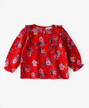 Jelliene Floral Printed Top - Red