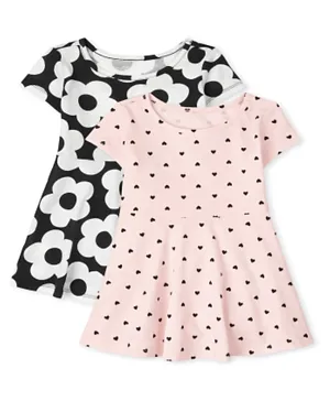 The Children's Place Short Sleeves Dress Multicolor - Pack of 2