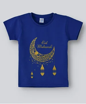 Babyqlo Short Sleeves Eid Mubarak T-Shirt - Blue