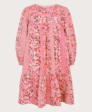 مونسون تشيلدرن فستان بطبعة الأزهار المرقعة - وردي