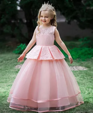 Babyqlo Mesh Layered Long Party Dress - Pink