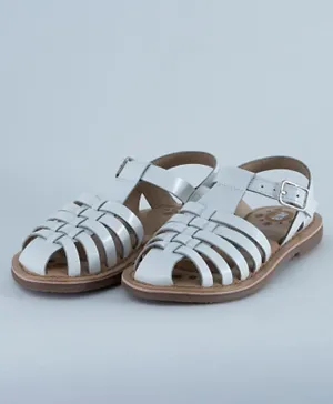 Just Kids Brands Ella Buckle Flat Sandals - White