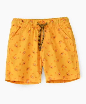 Jam All Over Printed Crab Elastic Waist Shorts - Yellow