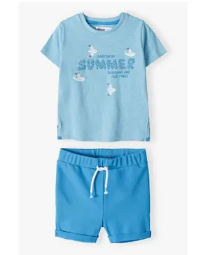 Minoti Summer Graphic T-Shirt And Shorts Set - Blue