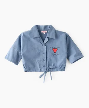 Jelliene Woven Shirt With Drawstring - Blue