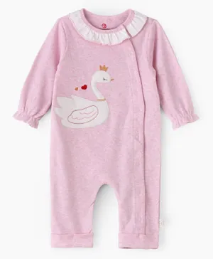 Tiny Hug Swan Patched Romper - Pink