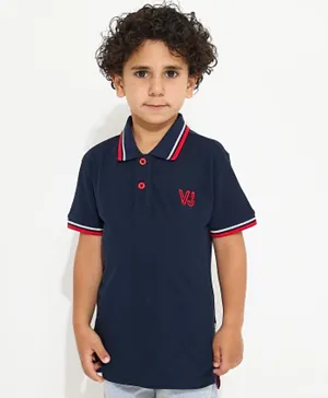 Victor and Jane Logo Embroidered Polo T-shirt - Navy Blue