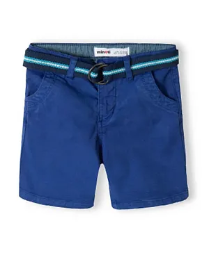 Minoti Solid Belted Chino Shorts - Blue