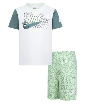 Nike Sportswear Create Your Own Adventure T-shirt and Shorts Set - White & Green