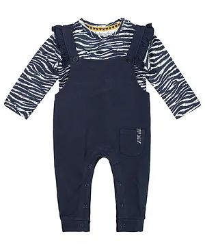 Dirkje 2Pc Dungaree with Tee Set - Navy