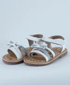 Just Kids Brands Vivian Single Velcro Flat Sandals - White