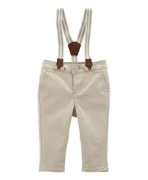 Oshkosh Twill Suspender Pants - Off White