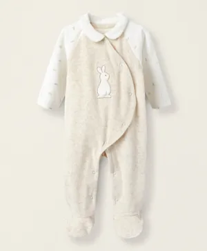 Zippy Rabbit Embellished Sleepsuit - Light Beige