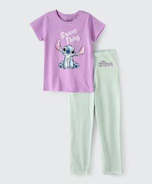 UrbanHaul X Disney Stitch Pyjama Set - Purple & Green