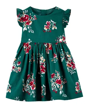 Carter's Floral Sateen Dress - Green