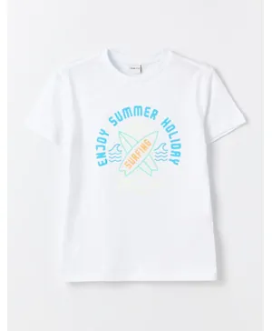 LC Waikiki Crew Neck Printed Short Sleeve Boy T-Shirt-WHITE
