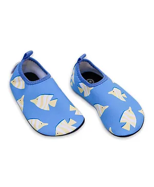 Badawii Fish Printed Slip On Pool Shoes - Blue